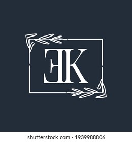Simple Elegant Initial Letter Type EK Logo Sign Symbol Icon, Usable for Business and Branding Logos. Flat Vector Logo Design Ideas Template Element. Eps10 Vector