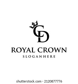 Simple Elegant Initial Letter Type CD Logo Sign Symbol Icon with crown