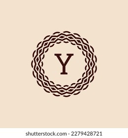 simple and elegant initial letter Y ornamental circle frame logo