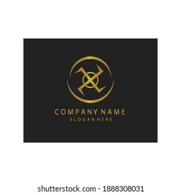 Simple elegant initials letter type X sign symbol icon template black background
