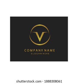 Simple elegant initials letter type V sign symbol icon template black background