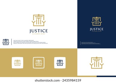 simple elegant justice logo , balance , logo design vector.