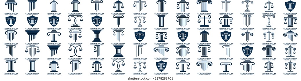 Simple elegant law firm logo collection , justice logo set , blue and white background