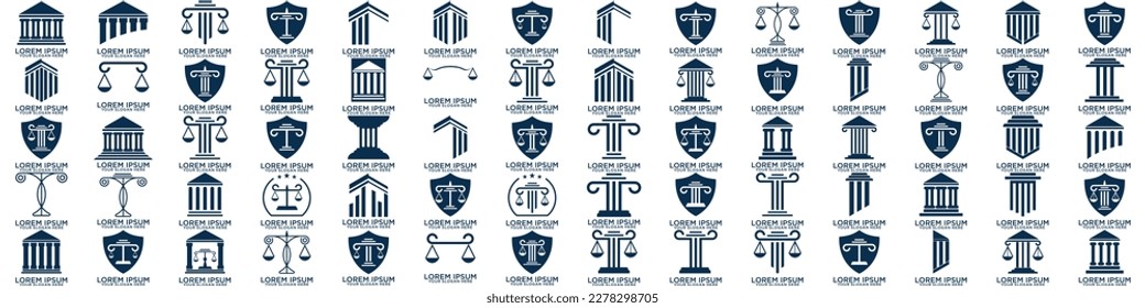 Simple elegant law firm logo collection , justice logo set , blue and white background