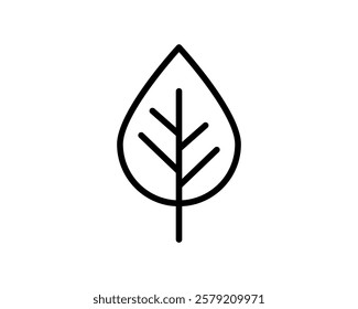 Simple, elegant leaf line art icon. Perfect for ecofriendly logos, websites, or app design. Clean minimalist style easily adaptable to various branding needs. Versatile and visually appealing.