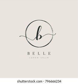 Simple Elegant Letter B With Circle Brush Logo Sign Symbol Icon