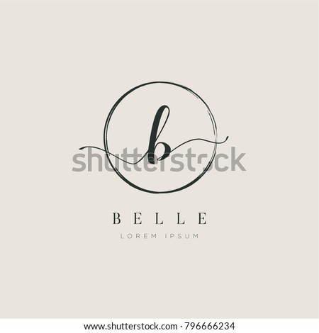 Simple Elegant Letter B With Circle Brush Logo Sign Symbol Icon