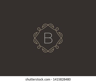 Simple elegant letter B icon logo. Lineart monogram vector logotype