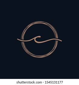 Simple Elegant Letter C With Circle handwriting Logo Sign Symbol Icon