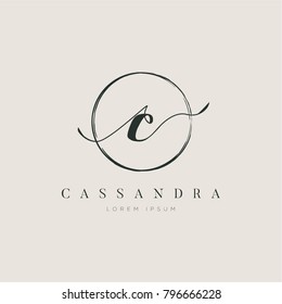 Simple Elegant Letter C With Circle Brush Logo Sign Symbol Icon