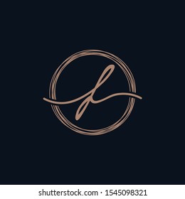 Simple Elegant Letter D With Circle handwriting Logo Sign Symbol Icon