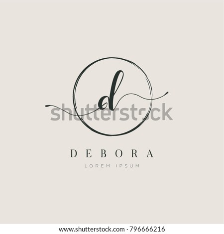Simple Elegant Letter D With Circle Brush Logo Sign Symbol Icon