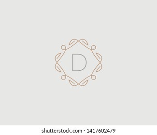 Simple elegant letter D icon logo. Lineart monogram vector logotype