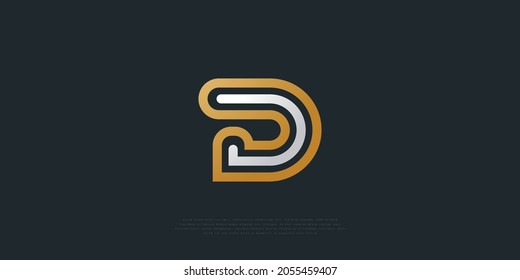 Simple and Elegant Letter D Logo Design in White and Gold with Line Style. D Symbol for your Business Company and Corporate identity