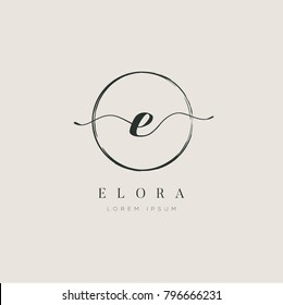 Simple Elegant Letter E With Circle Brush Logo Sign Symbol Icon