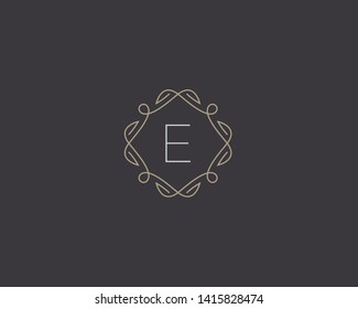 Simple elegant letter E icon logo. Lineart monogram vector logotype