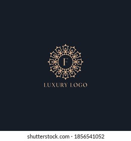 Simple elegant letter F icon logo. luxury monogram vector logotype for Restaurant, Royalty, Boutique, Cafe, Hotel, Heraldic, Jewelry, Fashion and other vector illustration