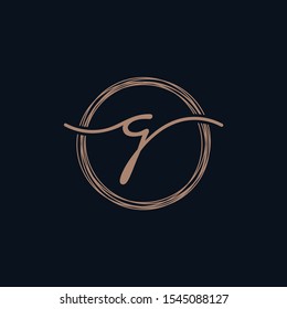 Simple Elegant Letter G With Circle handwriting Logo Sign Symbol Icon