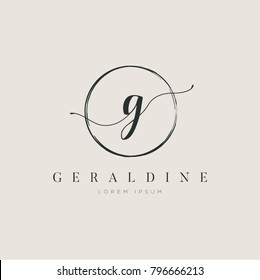 Simple Elegant Letter G With Circle Brush Logo Sign Symbol Icon