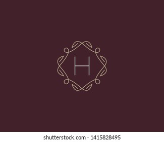 Simple elegant letter H icon logo. Lineart monogram vector logotype