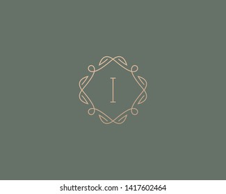 Simple elegant letter I icon logo. Lineart monogram vector logotype