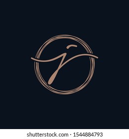 Simple Elegant Letter J With Circle handwriting Logo Sign Symbol Icon
