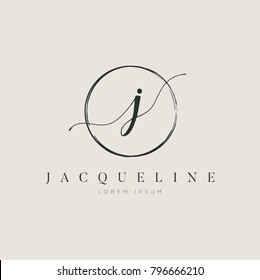 Simple Elegant Letter J With Circle Brush Logo Sign Symbol Icon