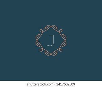 Simple elegant letter J icon logo. Lineart monogram vector logotype