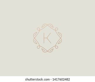 Simple elegant letter K icon logo. Lineart monogram vector logotype