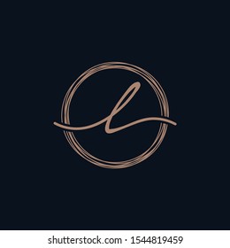 Simple Elegant Letter L With Circle handwriting Logo Sign Symbol Icon