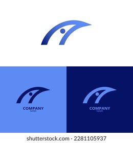 A simple and elegant Letter A logo, with beautiful light blue and bluish purple gradient colors. suitable for strengthening your business identity