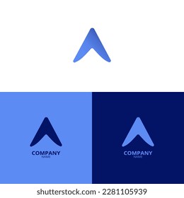 A simple and elegant Letter A logo, with beautiful light blue and bluish purple gradient colors. suitable for strengthening your business identity