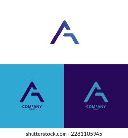 A simple and elegant Letter A logo, with beautiful light blue and bluish purple gradient colors. suitable for strengthening your business identity