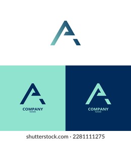 A simple and elegant Letter A logo, in a beautiful light blue and dark blue gradient color. suitable for strengthening your business identity