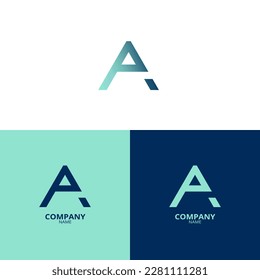 A simple and elegant Letter A logo, in a beautiful light blue and dark blue gradient color. suitable for strengthening your business identity