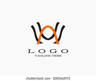 Letra simple y elegante logotipo A. Concepto de diseño moderno con líneas abstractas en negro y naranja. Ideal para empresas, empresas, hoteles, joyas.