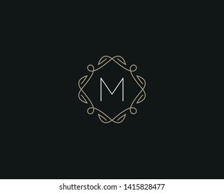 Simple elegant letter M icon logo. Lineart monogram vector logotype