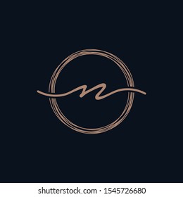 Simple Elegant Letter N With Circle handwriting Logo Sign Symbol Icon