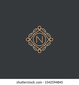 Simple elegant letter N icon logo. Lineart monogram vector logotype