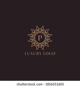 Simple elegant letter P icon logo. luxury monogram vector logotype for Restaurant, Royalty, Boutique, Cafe, Hotel, Heraldic, Jewelry, Fashion and other vector illustration