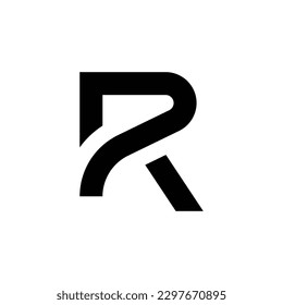Einfaches und elegantes Logo-Designkonzept für den Buchstaben R, einzeln auf weißem Hintergrund