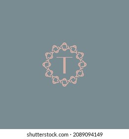 Simple elegant letter T icon logo. Lineart monogram vector logotype
