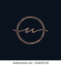 Simple Elegant Letter U With Circle handwriting Logo Sign Symbol Icon