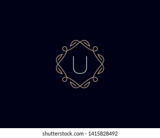 Simple elegant letter U icon logo. Lineart monogram vector logotype