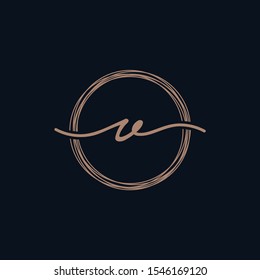 Simple Elegant Letter V With Circle handwriting Logo Sign Symbol Icon