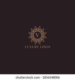 Simple elegant letter V icon logo. luxury monogram vector logotype for Restaurant, Royalty, Boutique, Cafe, Hotel, Heraldic, Jewelry, Fashion and other vector illustration