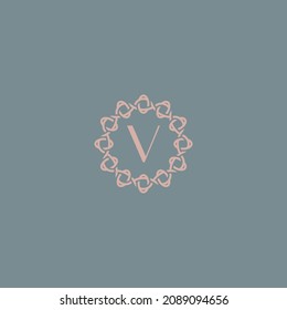 Simple elegant letter V icon logo. Lineart monogram vector logotype