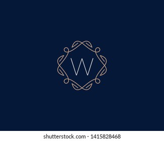 Simple elegant letter W icon logo. Lineart monogram vector logotype