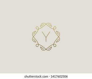 Simple elegant letter Y icon logo. Lineart monogram vector logotype