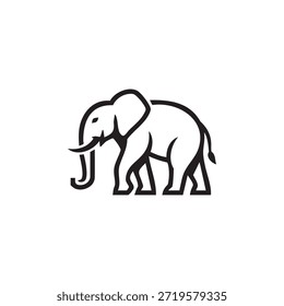 Arte de línea simple y elegante de un elefante. Ideal para diseños y logotipos minimalistas.